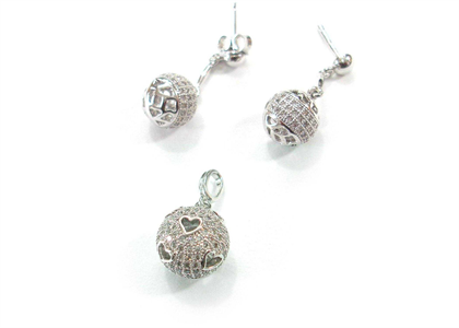 Rhodium Plated | CZ Studded Pendant Sets